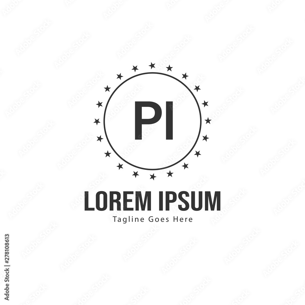Initial PI logo template with modern frame. Minimalist PI letter logo vector illustration Initial PI logo template with modern frame. Minimalist PI letter logo vector illustration