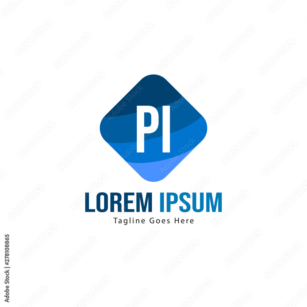 Initial PI logo template with modern frame. Minimalist PI letter logo vector illustration