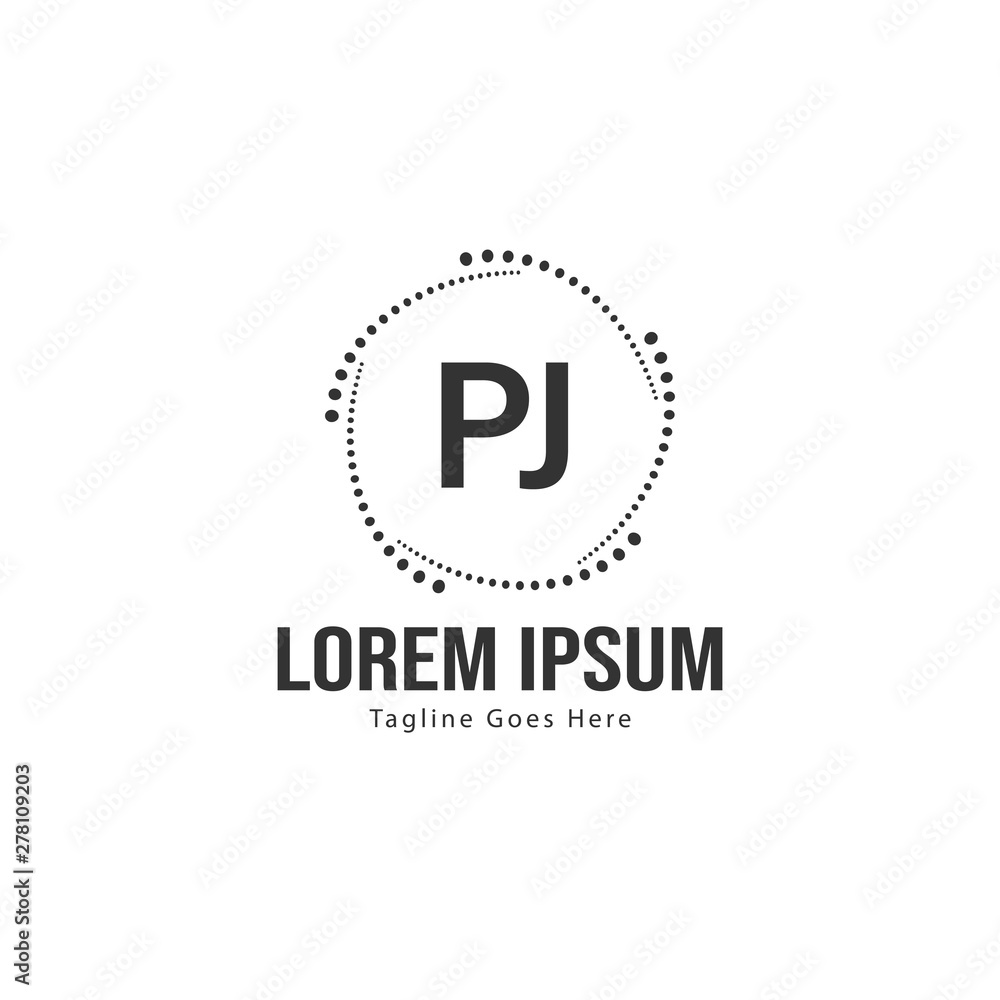 Initial PJ logo template with modern frame. Minimalist PJ letter logo vector illustration