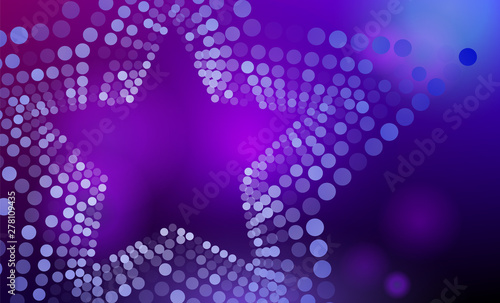 Purple stars background. 3D abstract purple and blue star background with circles, lens flares and glowing reflections. Vector illustration.