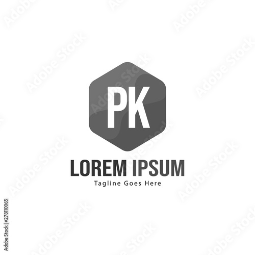 Initial PK logo template with modern frame. Minimalist PK letter logo vector illustration