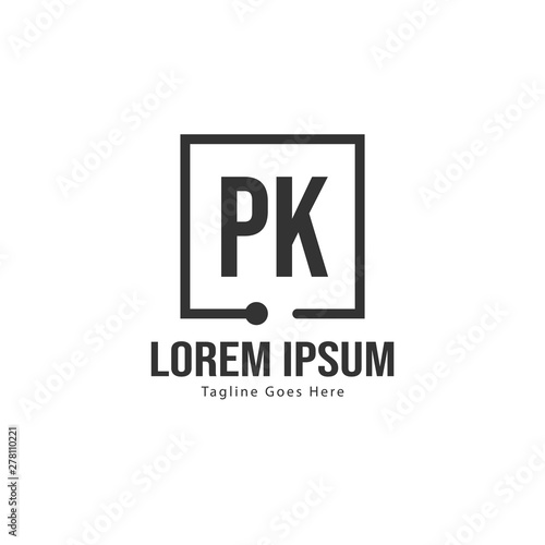 Initial PK logo template with modern frame. Minimalist PK letter logo vector illustration