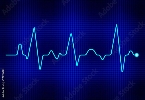 Heart pulse monitor with signal on dark blue background. Heart beat. ekg wave. Health Concept with cardiac frequency. vector
