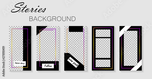 Set of stories template.Design layout backgrounds for social media.Layout, cover templates for story.Mockup for social media with frame.vector