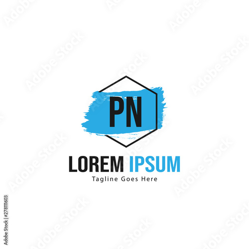 Initial PN logo template with modern frame. Minimalist PN letter logo vector illustration