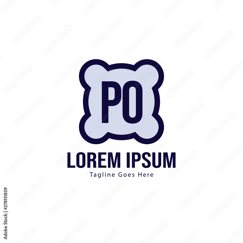 Initial PO logo template with modern frame. Minimalist PO letter logo vector illustration