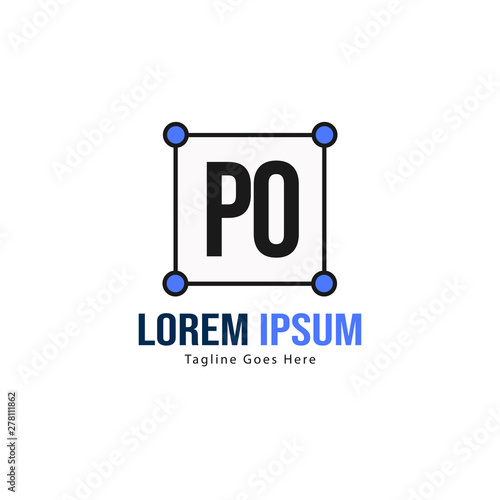 Initial PO logo template with modern frame. Minimalist PO letter logo vector illustration