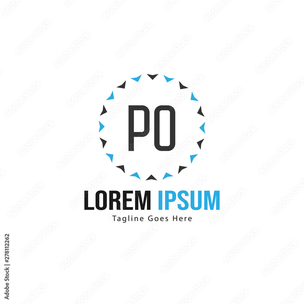 Obraz premium Initial PO logo template with modern frame. Minimalist PO letter logo vector illustration