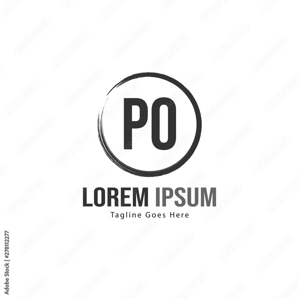 Initial PO logo template with modern frame. Minimalist PO letter logo vector illustration