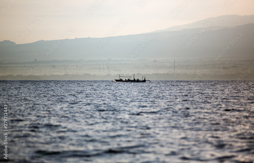 Fototapeta premium fish boats with fish men