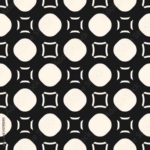 Simple vector geometric seamless pattern with circles, outline squares