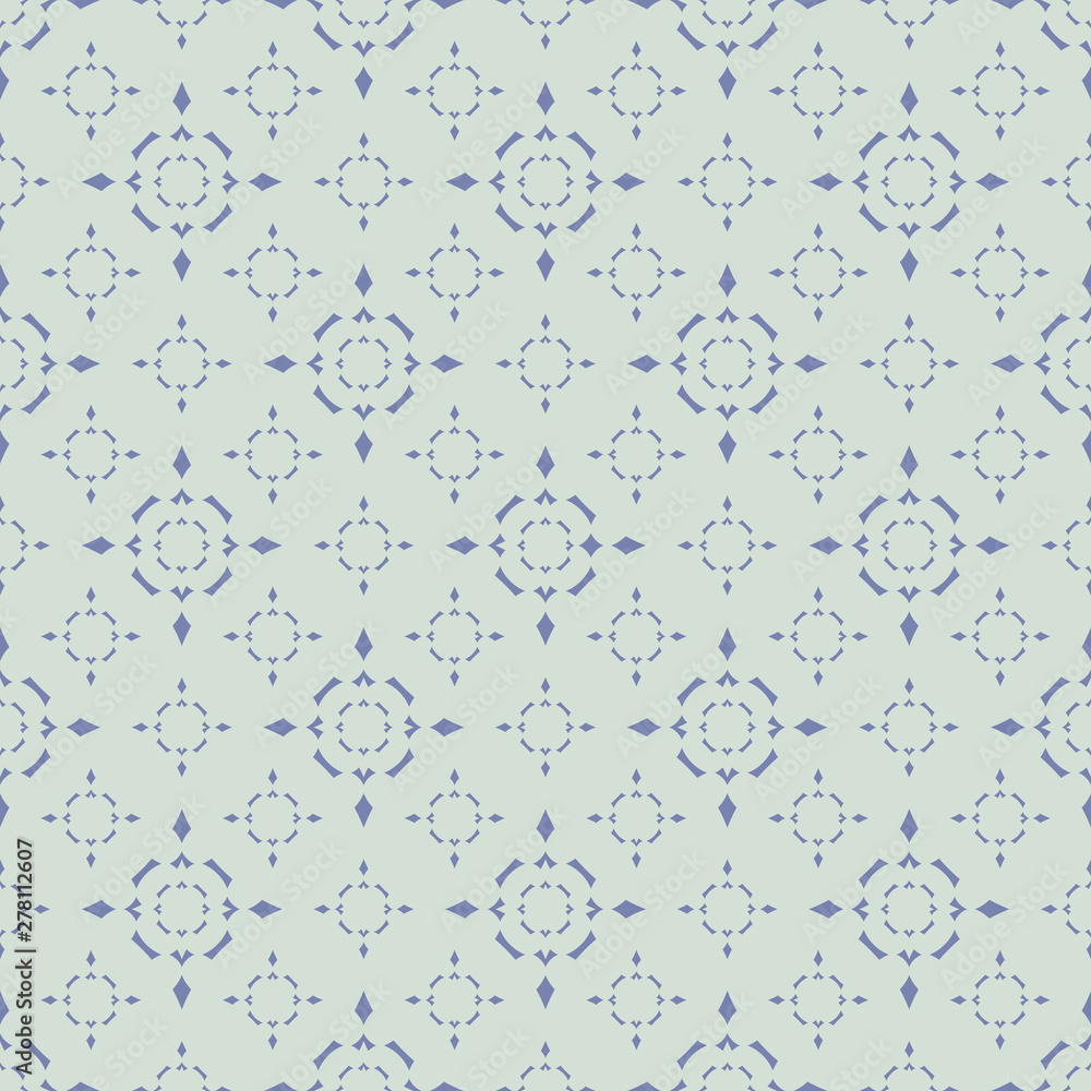 Vector blue and green geometric seamless pattern with diamonds, stars, sparkles