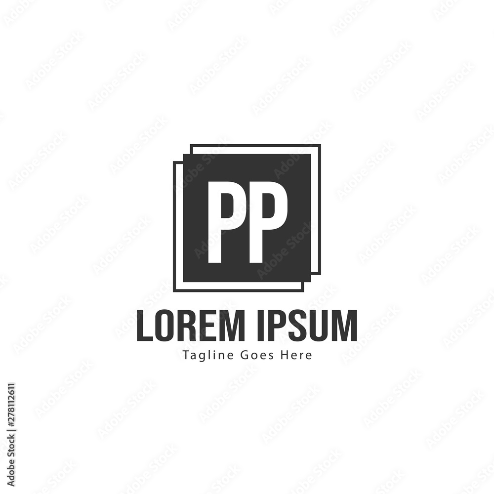 Fototapeta premium Initial PP logo template with modern frame. Minimalist PP letter logo vector illustration