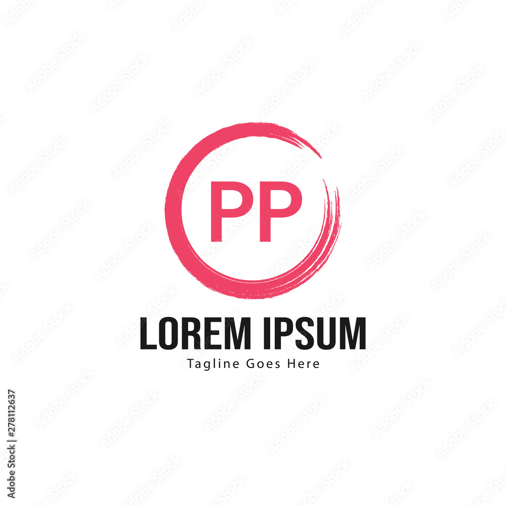 Initial PP logo template with modern frame. Minimalist PP letter logo vector illustration