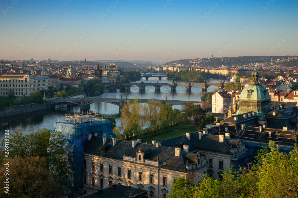 View over the River Vltava and Bridges of Prague