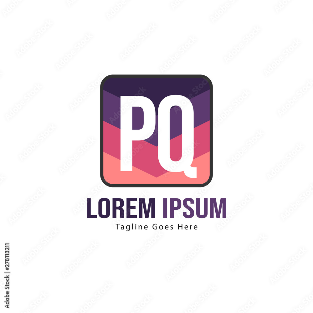 Initial PQ logo template with modern frame. Minimalist PQ letter logo vector illustration