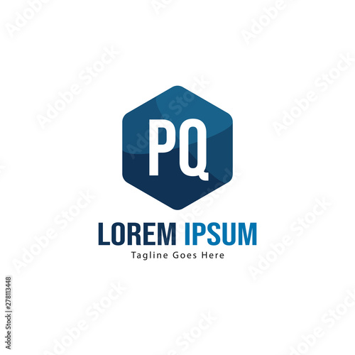 Initial PQ logo template with modern frame. Minimalist PQ letter logo vector illustration