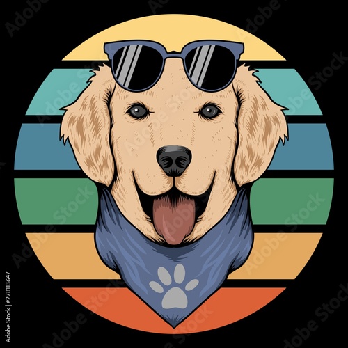 dog retro bandana vector illustration 