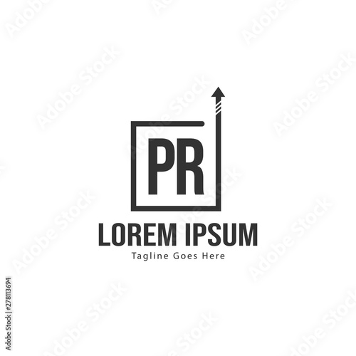 Initial PR logo template with modern frame. Minimalist PR letter logo vector illustration