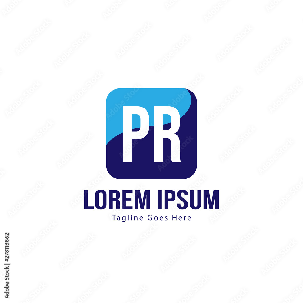 Obraz premium Initial PR logo template with modern frame. Minimalist PR letter logo vector illustration