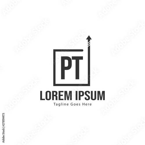 Initial PT logo template with modern frame. Minimalist PT letter logo vector illustration
