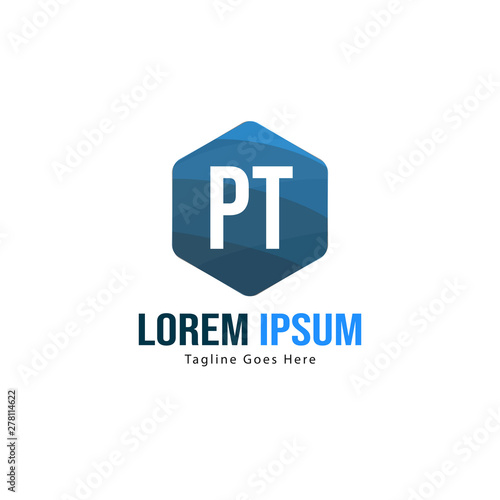 Initial PT logo template with modern frame. Minimalist PT letter logo vector illustration