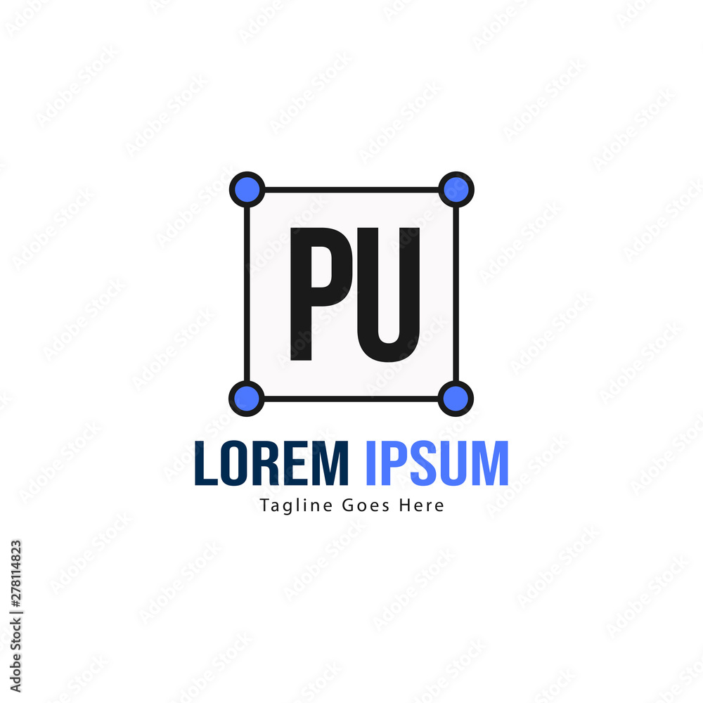 Initial PU logo template with modern frame. Minimalist PU letter logo vector illustration Initial PU logo template with modern frame. Minimalist PU letter logo vector illustration