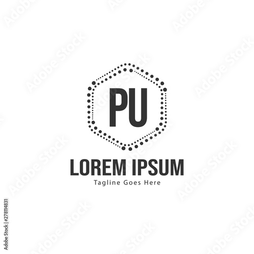 Initial PU logo template with modern frame. Minimalist PU letter logo vector illustration