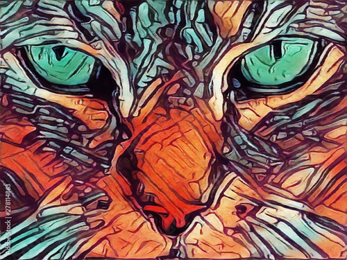 Close up cat - illustrated