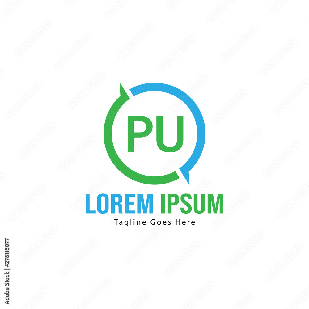 Initial PU logo template with modern frame. Minimalist PU letter logo vector illustration Initial PU logo template with modern frame. Minimalist PU letter logo vector illustration