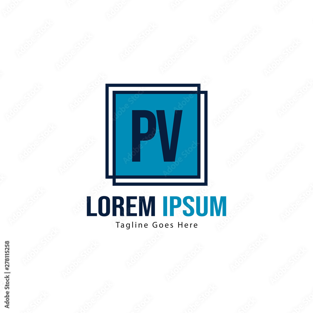 Obraz premium Initial PV logo template with modern frame. Minimalist PV letter logo vector illustration