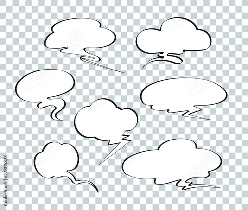 Set of unusual comic style speech bubbles, lightning clouds for your design. 