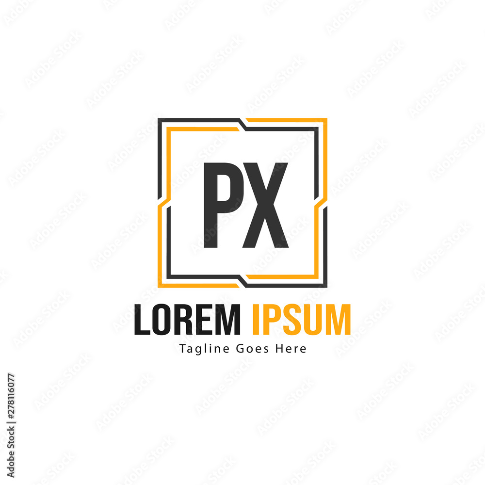 Fototapeta premium Initial PX logo template with modern frame. Minimalist PX letter logo vector illustration