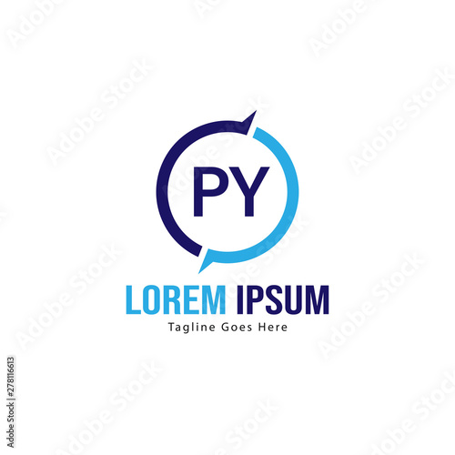 Initial PY logo template with modern frame. Minimalist PY letter logo vector illustration