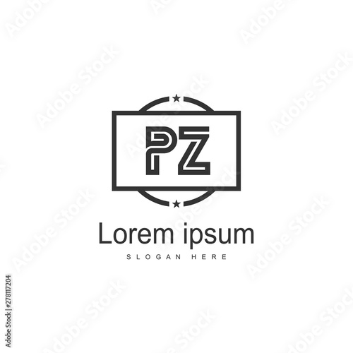 Initial PZ logo template with modern frame. Minimalist PZ letter logo vector illustration