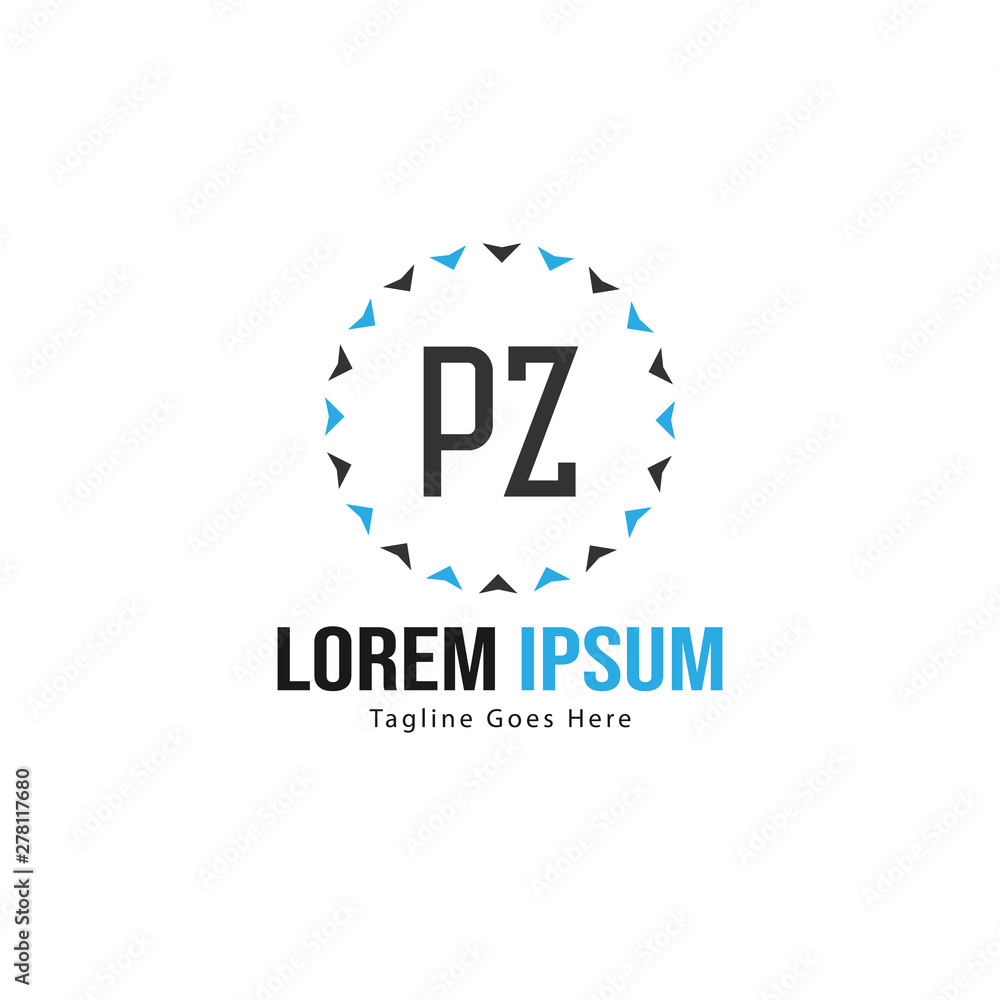 Obraz premium Initial PZ logo template with modern frame. Minimalist PZ letter logo vector illustration