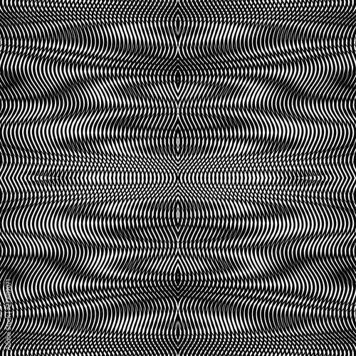 Linear seamless pattern with moire fluid wavy shapes on grey background. Textile symmetric template for interior fabrics, pillow and decoration, wallpaper, wrapping paper, package.