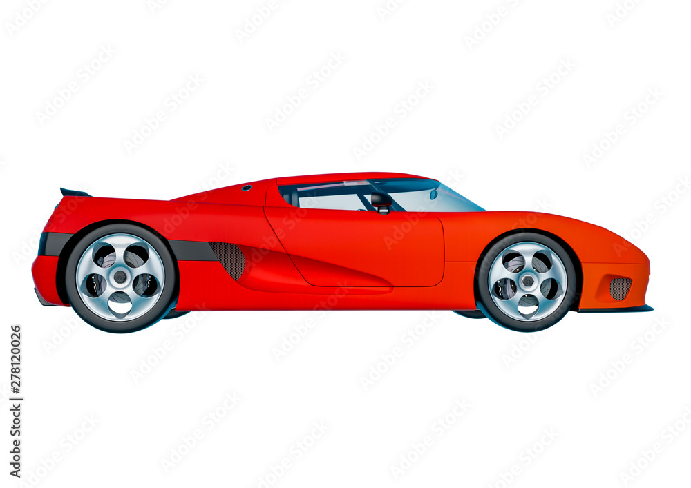 no branded racer car in white background