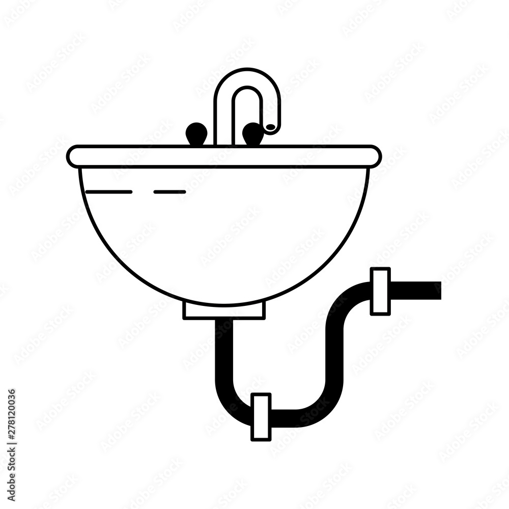 bathroom furniture water faucet cartoon in black and white bathroom furniture water faucet cartoon in black and white