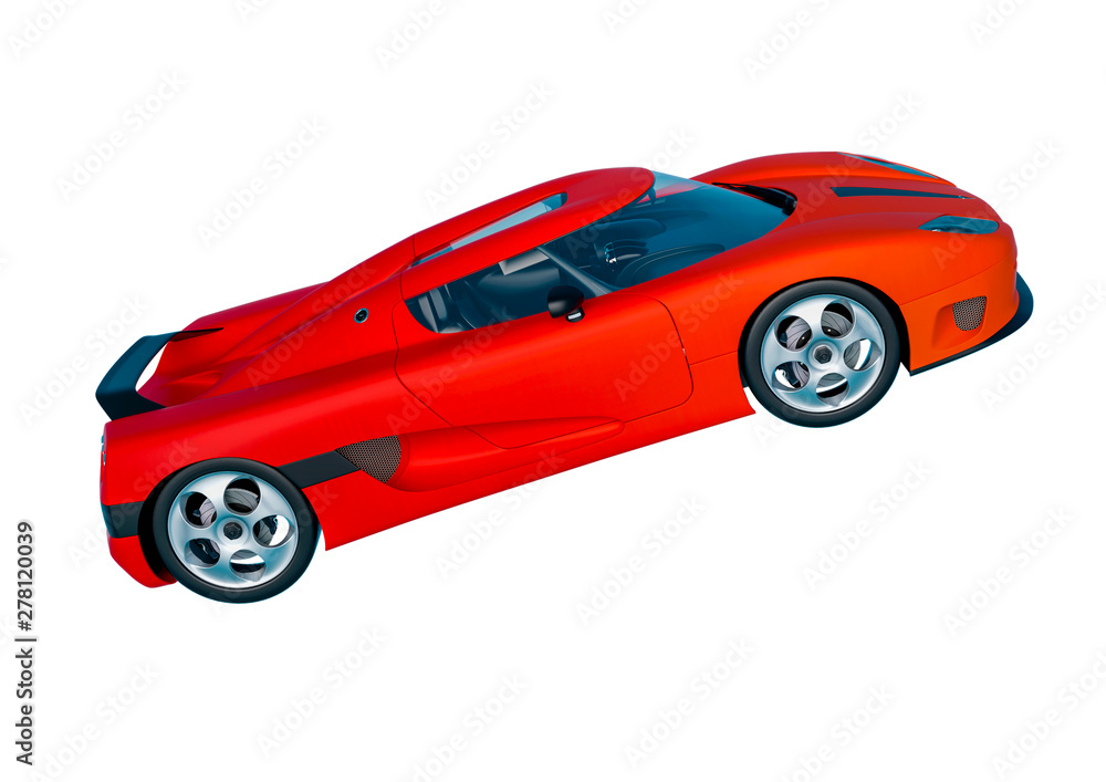 no branded racer car in white background