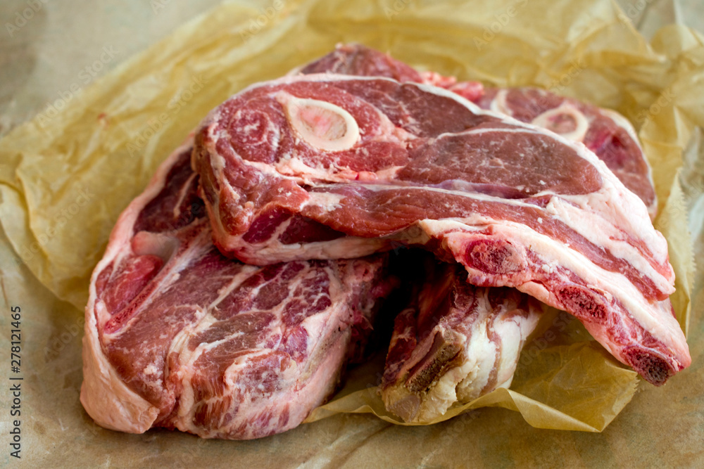 Raw Lamb Chops on Butcher Paper