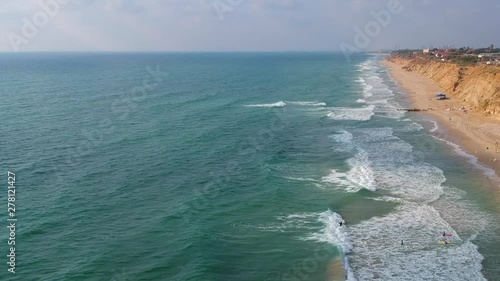 Surfer on top view wave