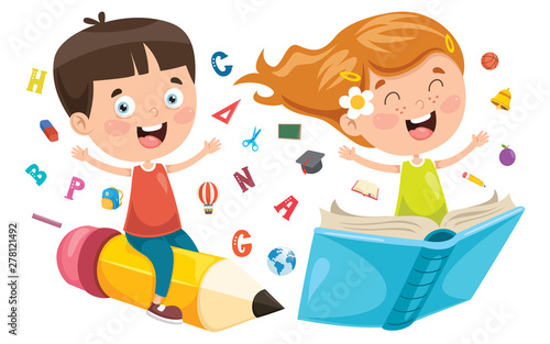 Vector Illustration Of Children Education