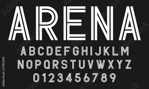 Set of alphabets fonts letters and numbers modern abstract design with lines vector illustration