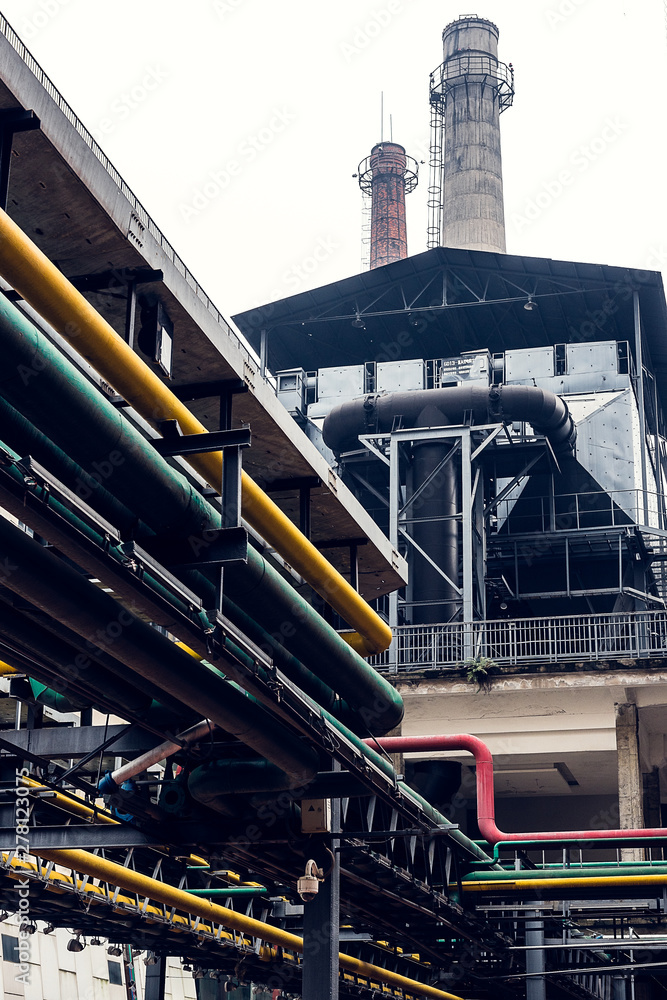 Fototapeta premium old factory with colorful pipes