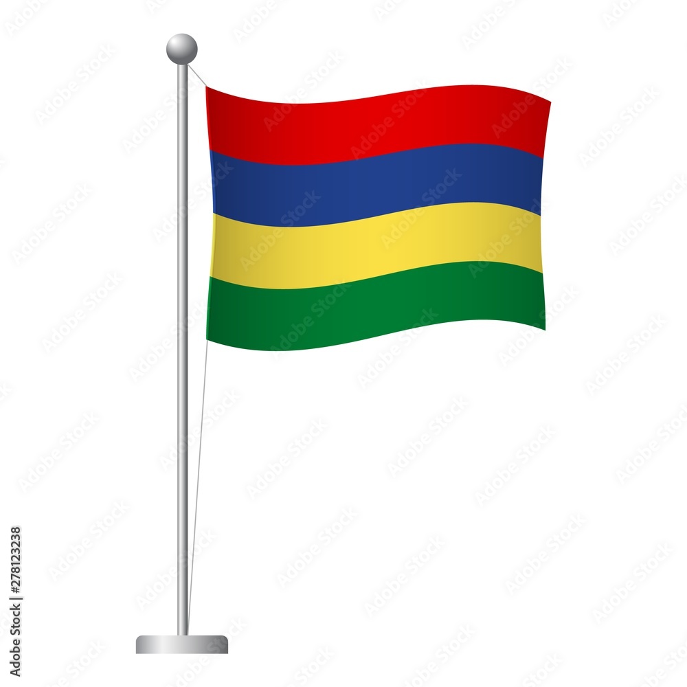 Mauritius flag on pole icon Mauritius flag on pole icon