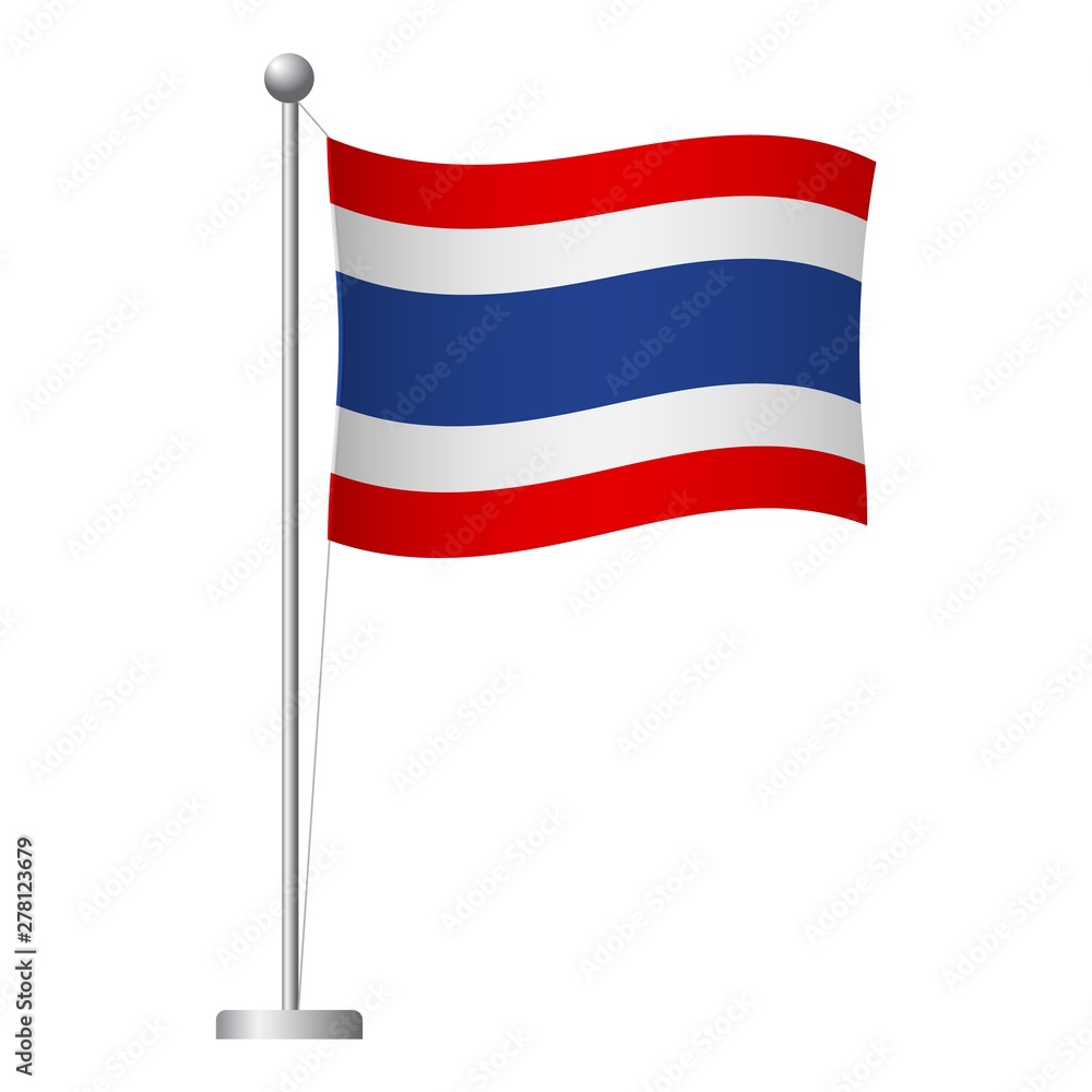 Thailand flag on pole icon Thailand flag on pole icon