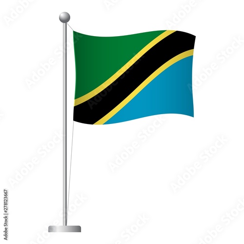 Tanzania flag on pole icon