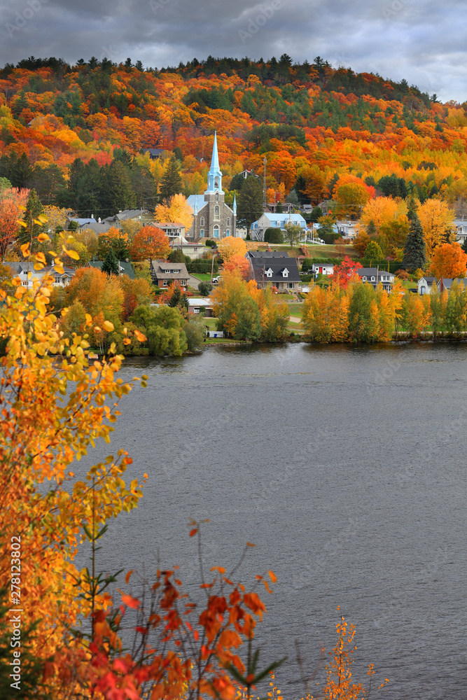 Naklejka premium Church in Grandes Piles town ,Quebec, Canada