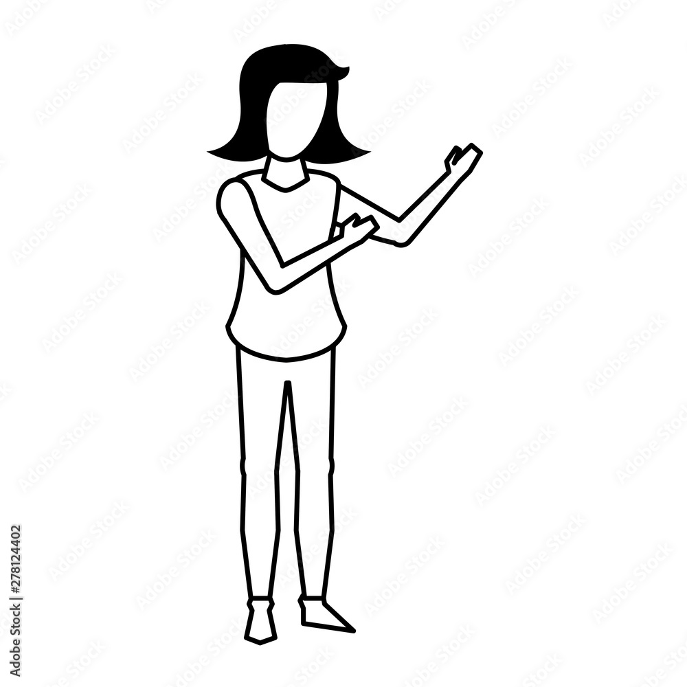 young woman without face cartoon in black and white young woman without face cartoon in black and white
